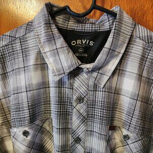 Men's 2XL Orvis Black/Gray Short Sleeve Button Down Shirt